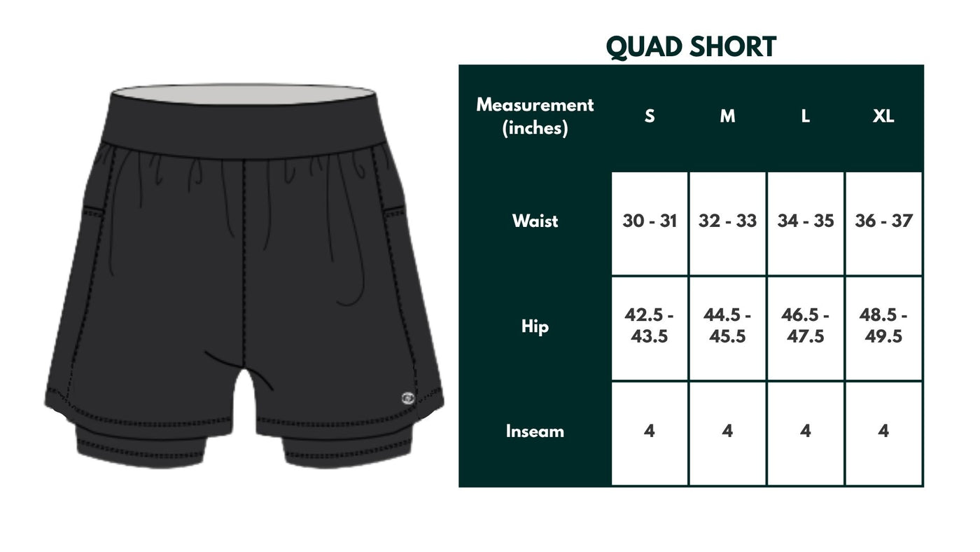 Quad Short: Natural Fiber Short size chart
